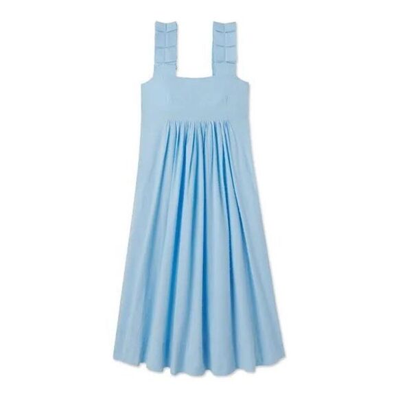 LAKE Lolly Midi Dress Morning Blue Swiss Dot Pockets Small Nap Dress - Picture 4 of 8